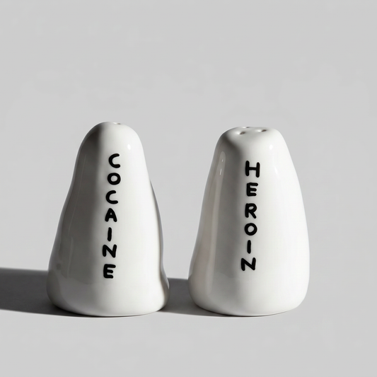 David Shrigley Heroin and Cocaine Salt and Pepper Shakers