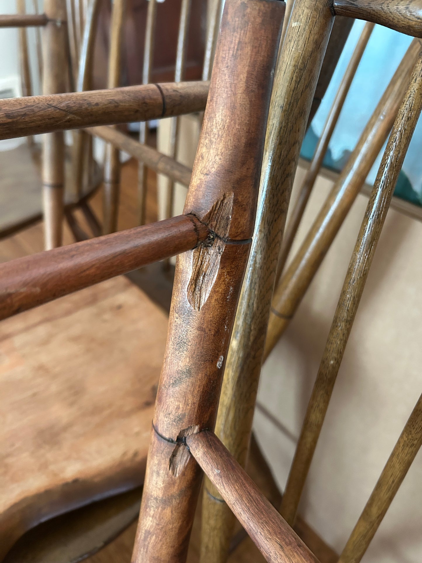 A set of five 19th c. American Windsor Bird Cage Chairs