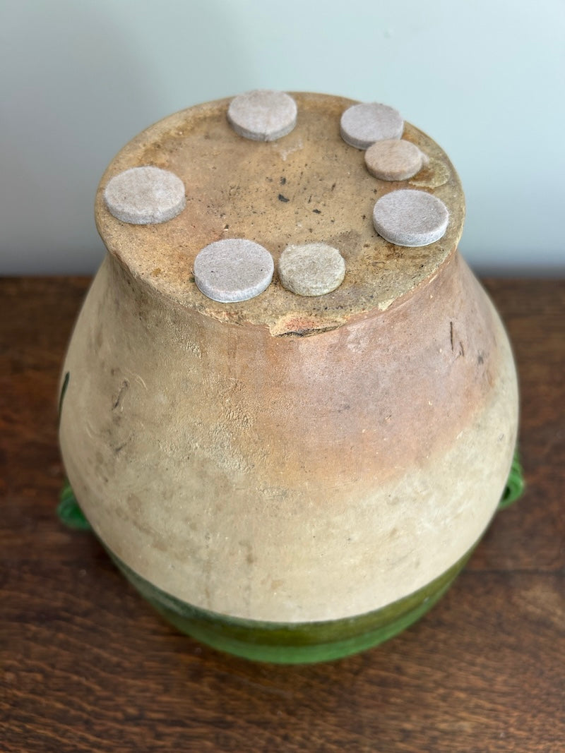 A 19th c. French Provincial Terra Cotta Green Glazed Confit Jar