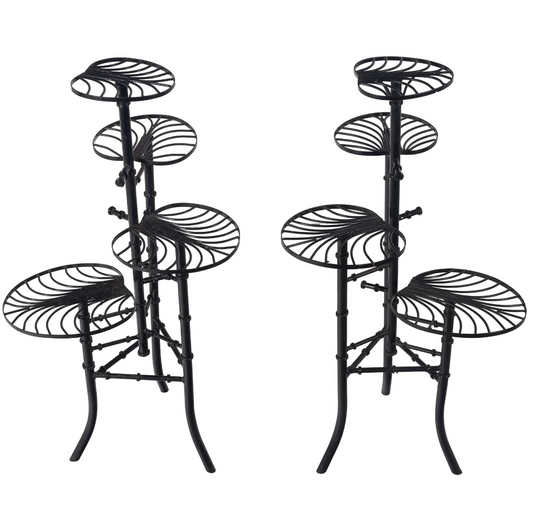 A Sculptural Pair of Art Deco Mid-Century Modern Plant Stands, Attributed to Salterini