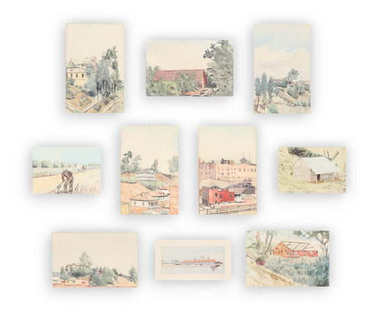 A Collection of Ten Vintage Watercolors