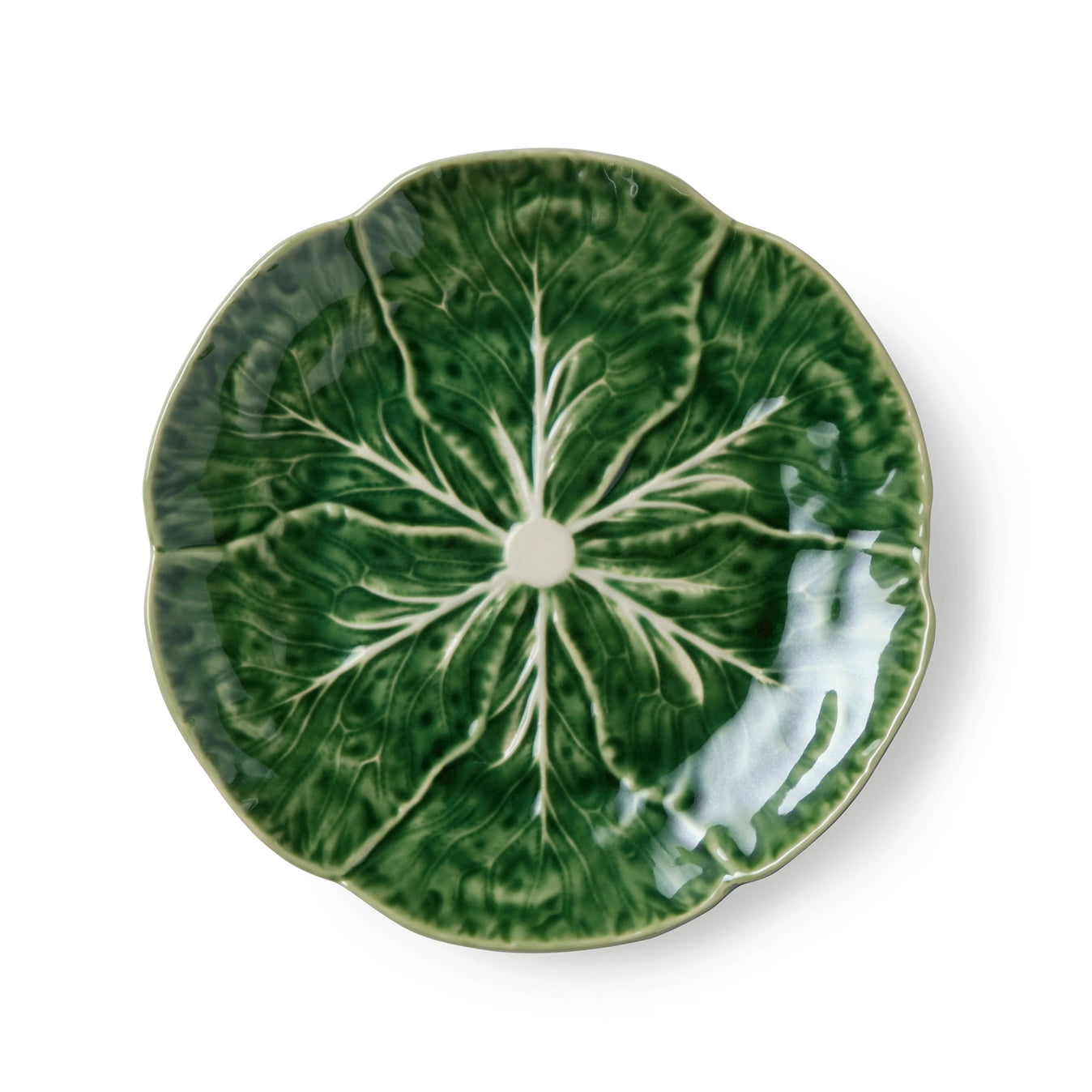 Set of 4 Majolica Style Cabbage Leaf Canape or Appetizer Plates