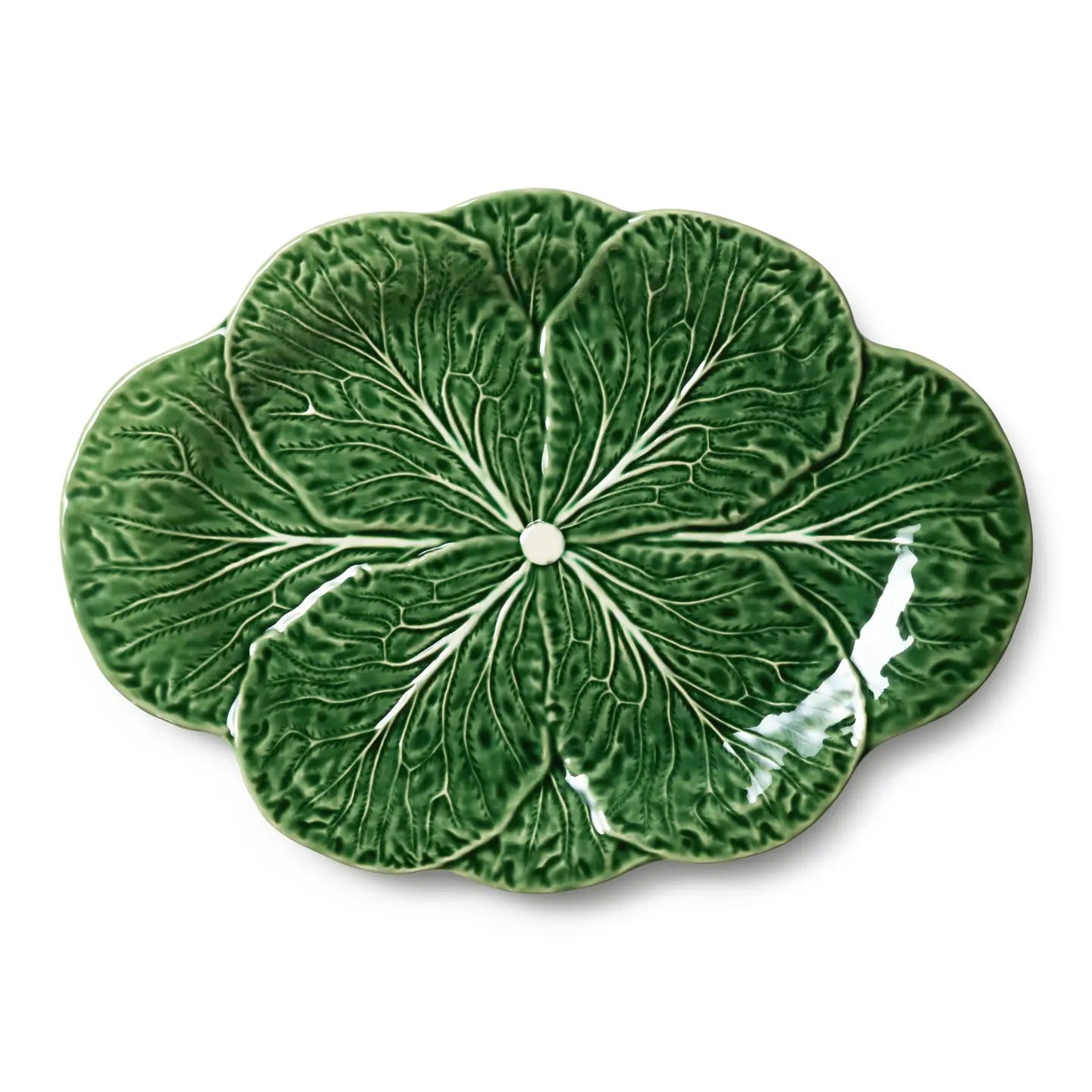 Majolica Style Cabbage Form Oval Serving Platter