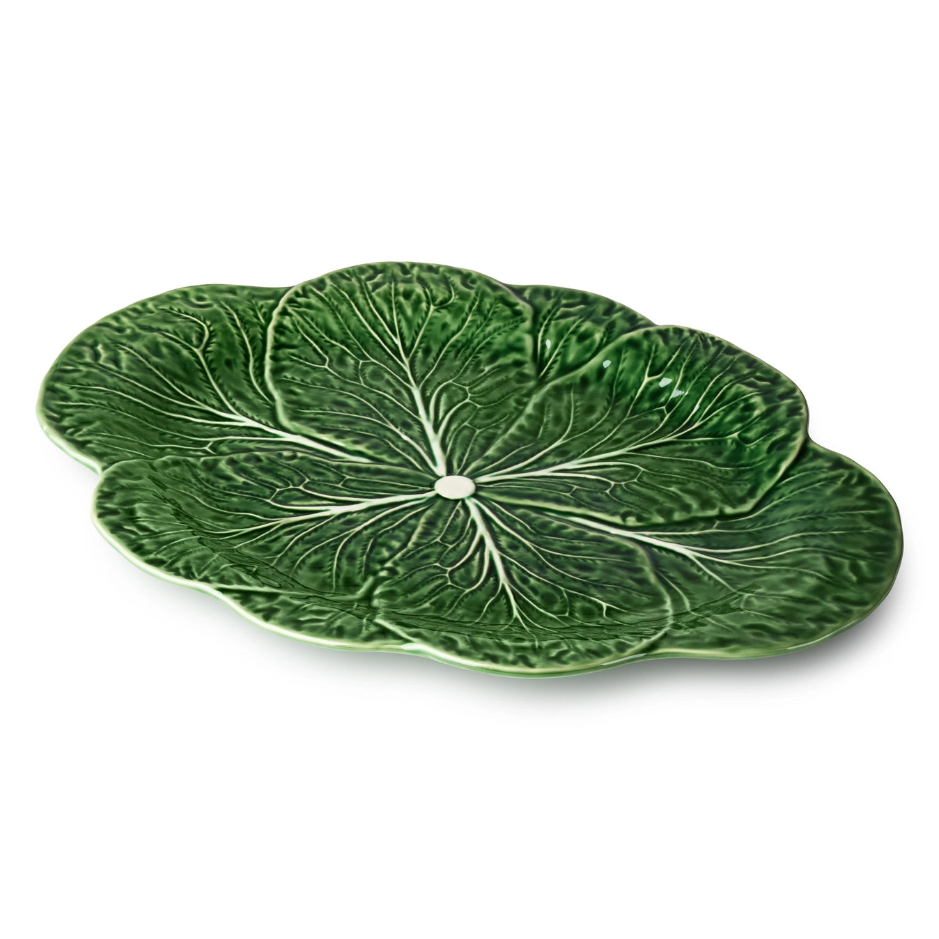 Majolica Style Cabbage Form Oval Serving Platter