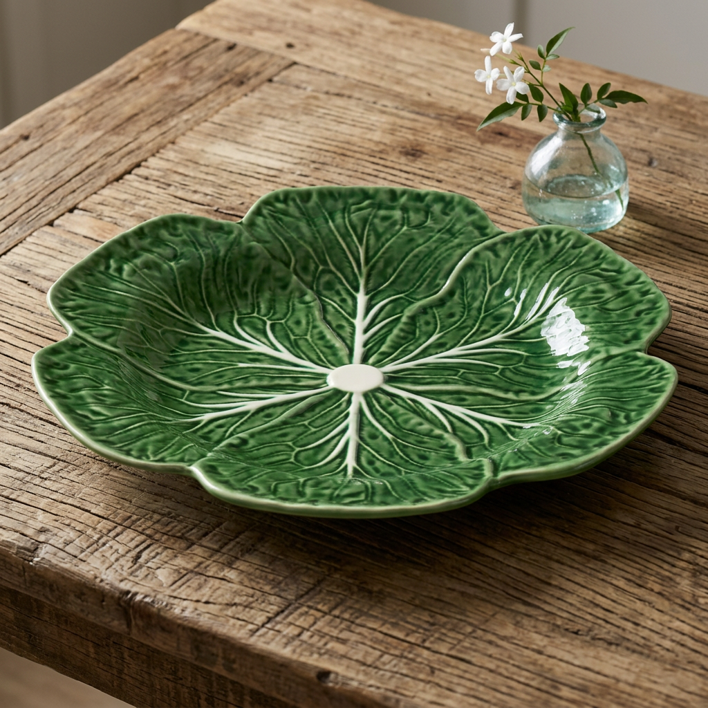 Majolica Style Cabbage Form Round Serving Platter