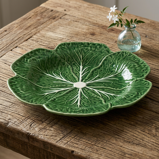 Majolica Style Cabbage Form Round Serving Platter