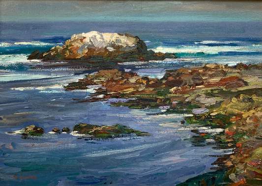 Edward Glafke 'Bird Rock' Impressionist Seascape Painting