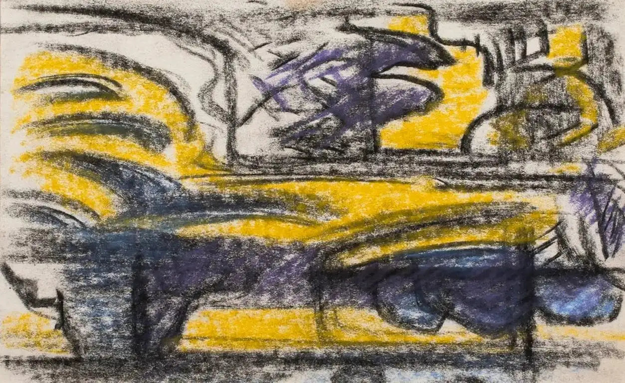 Erle Loran mixed media drawings of landscapes, set of 6