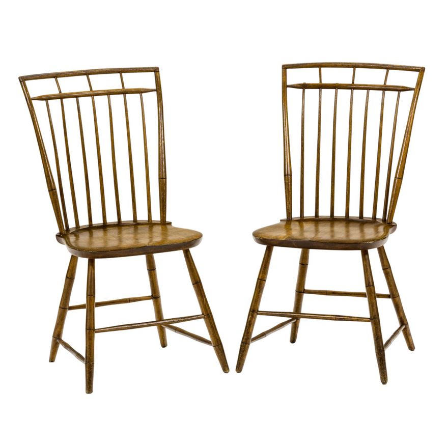 A set of five 19th c. American Windsor Bird Cage Chairs