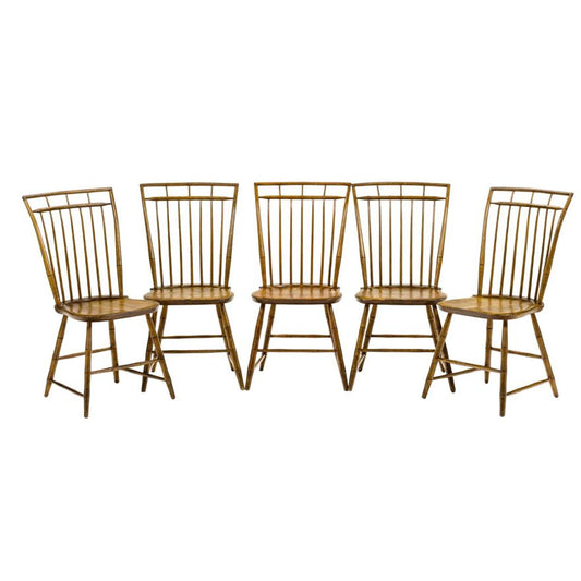 A set of five 19th c. American Windsor Bird Cage Chairs